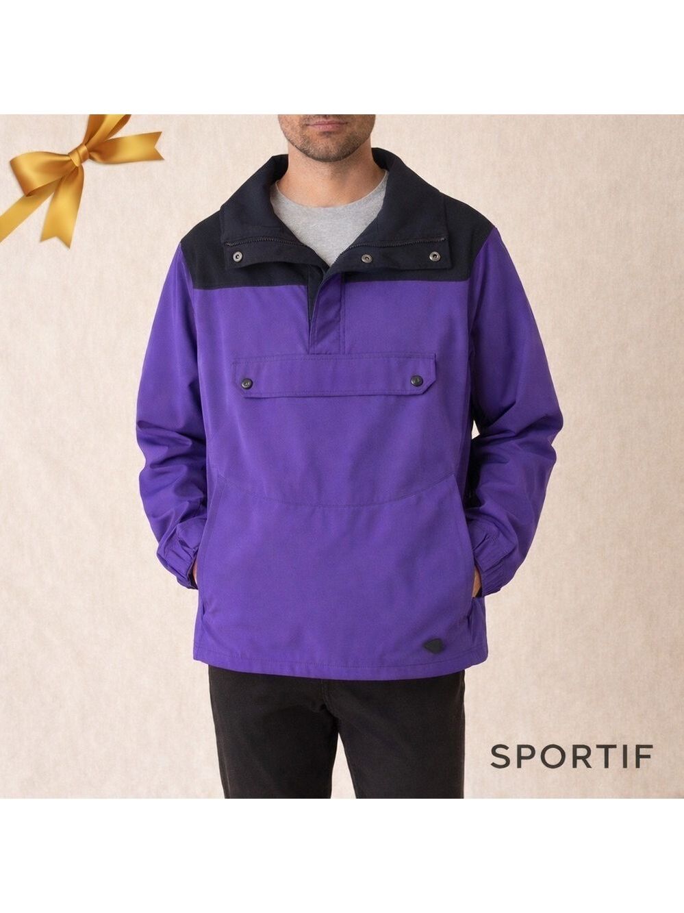Sportif Gore-Tex Anorak Jacket Purple Black Size Large